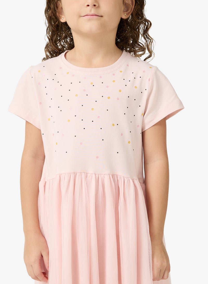 Pinata Short Sleeve Printed Tulle Dress - Image 3